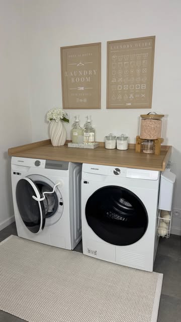 Laundry room setup 🧺🤎✨ Comment « LINK » to receive the product links via DM 🔗 (AD - Amazon affiliate links) #asmr #laundryroom #laundrytok #amazonfinds #organizedhome