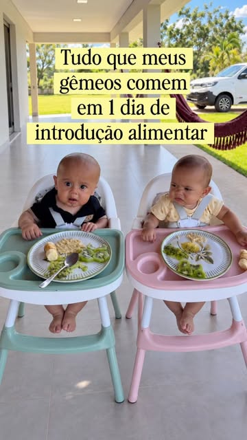 Introdução alimentar do Kalel e Melinda 💙🩷