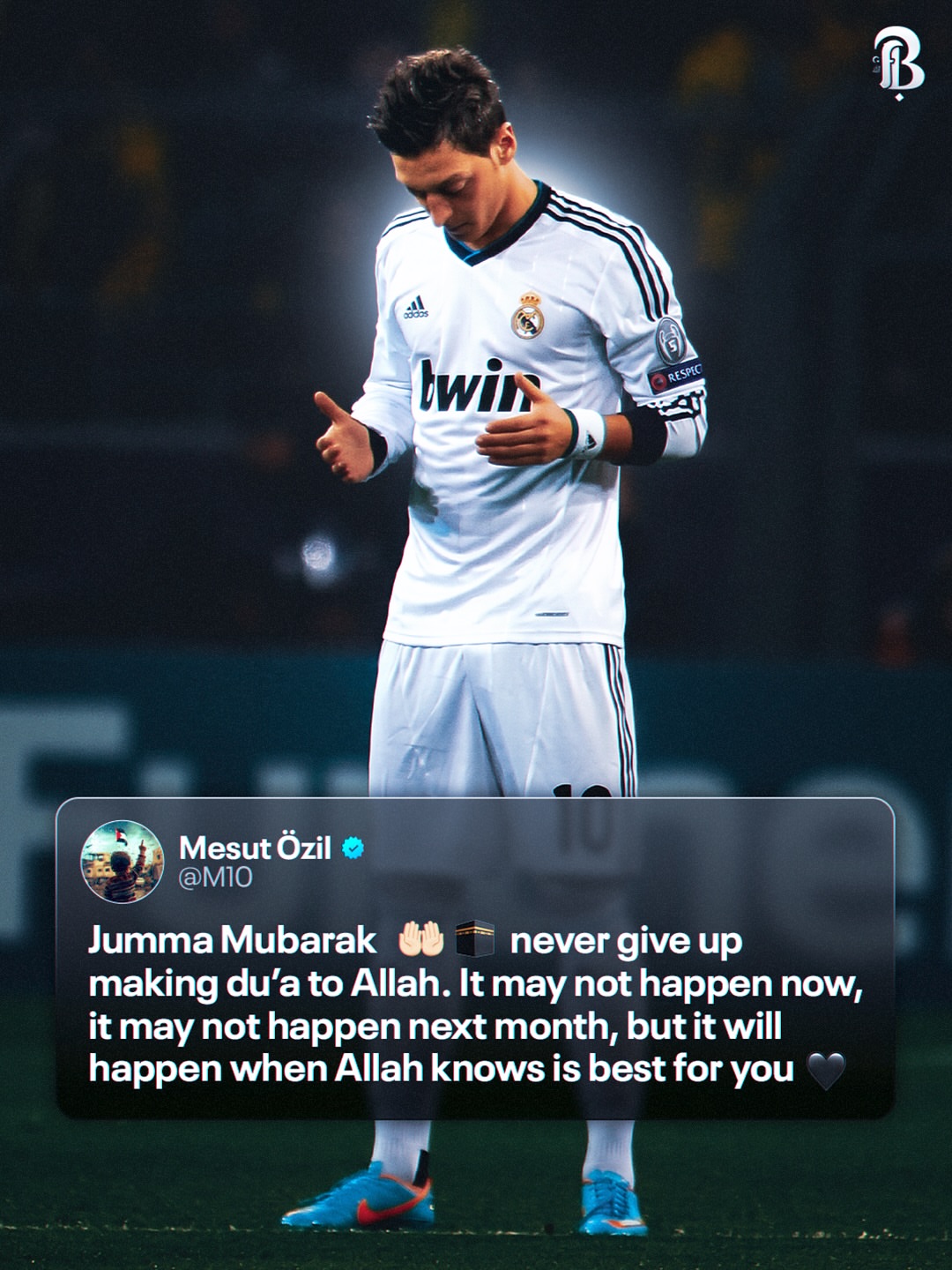 Throwback to when Mesut Özil posted this tweet, a beautiful reminder that no matter where we are or what we achieve, our hearts should always turn back to Allah. Jummah should be treated as a sacred day, a day to refl…