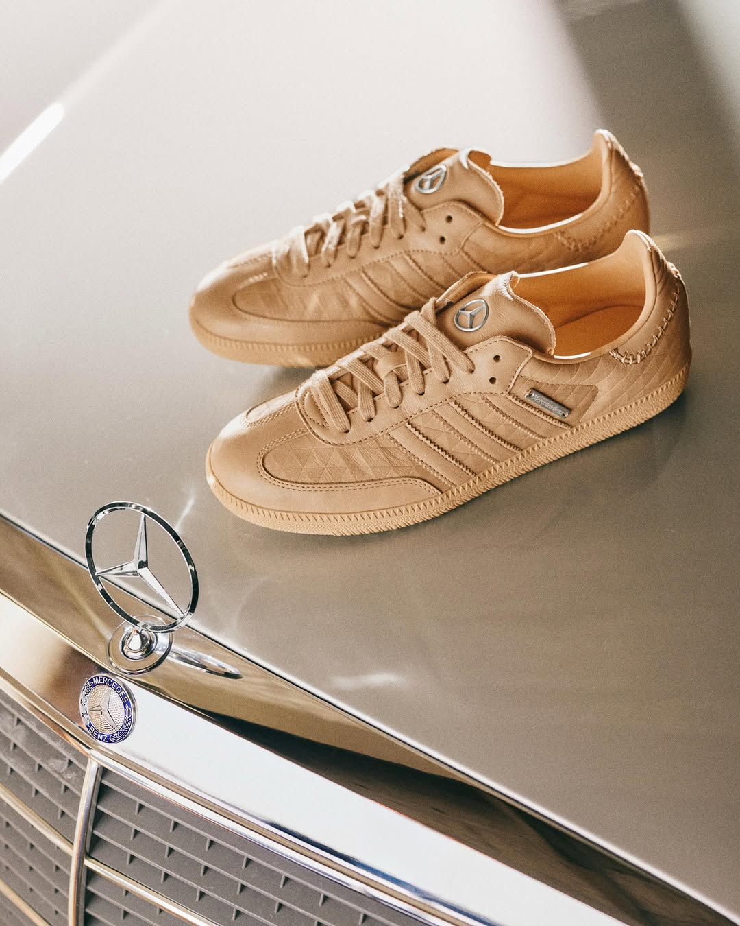 When two icons collide. ✨ The adidas Samba OG x Mercedes-Benz shoe is here. #WelcomeHome #140YearsOfInnovation