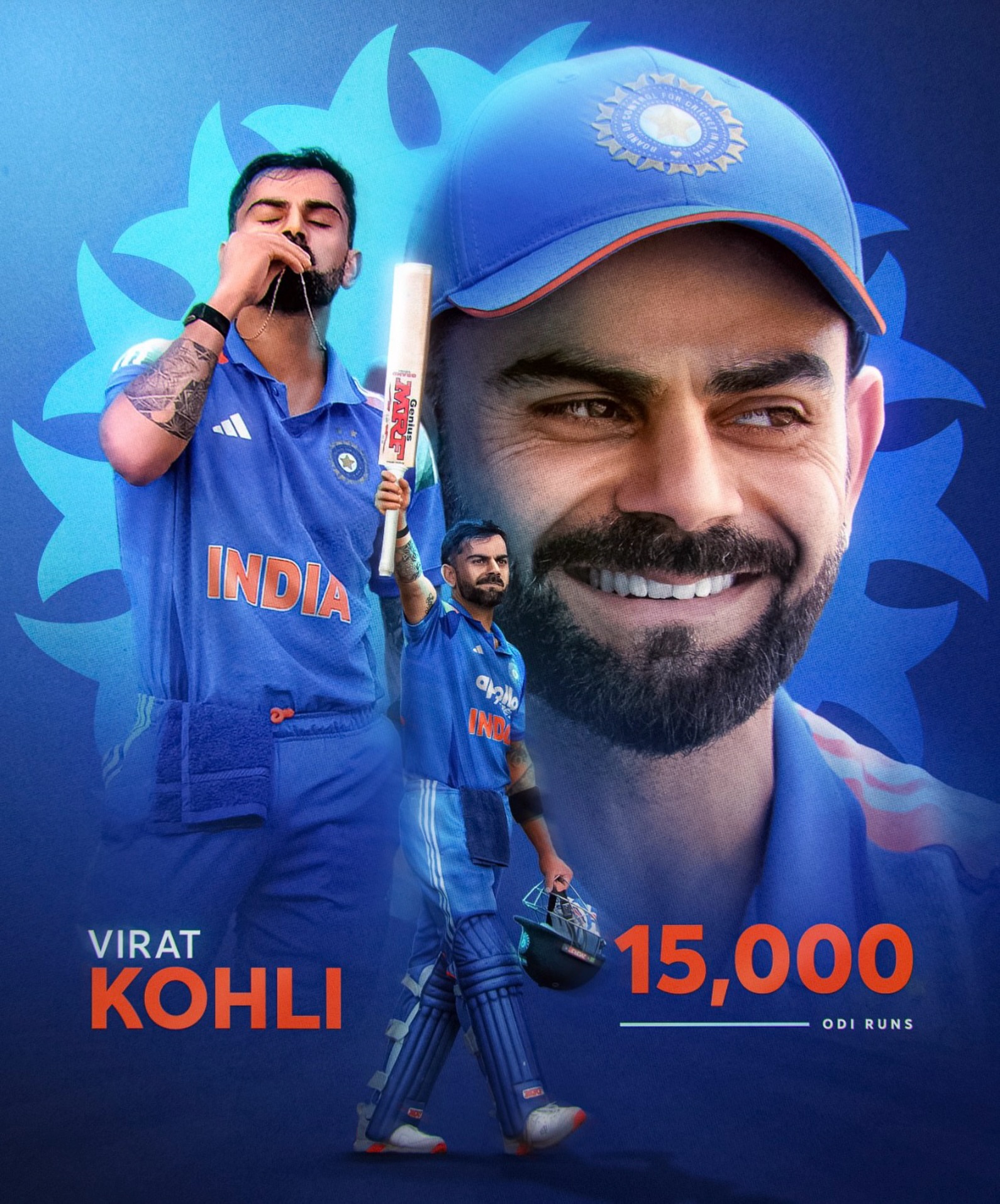 Unbelievable hunger, intensity and appetite for scoring big runs. Congratulations on 15000 odi runs, what an unbelievable Champion @virat.kohli
