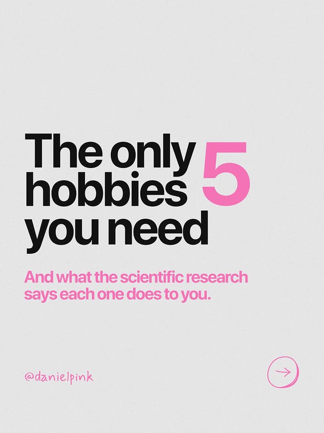 The fastest way to ruin a hobby is to give it a target. Once it has to produce something, it stops doing the thing you needed it for. Follow @danielpink for behavioral science you can put to work the same day you read…