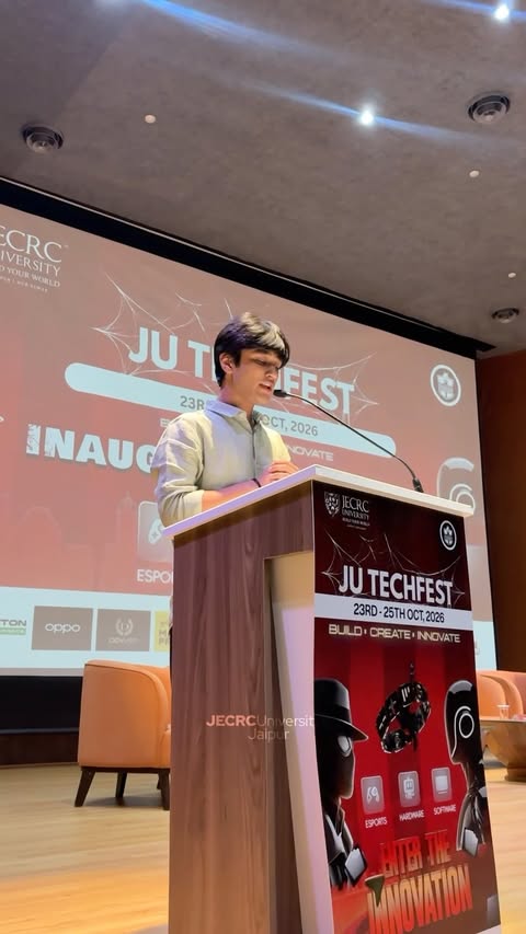 The future isn’t just imagined, it’s built.🚀 JU Techfest 2026 is officially underway! Three days of technology, creativity and the spirit to build what’s next. Let the innovation begin!⚡ ​ (JU Techfest 2026, JECRC Un…