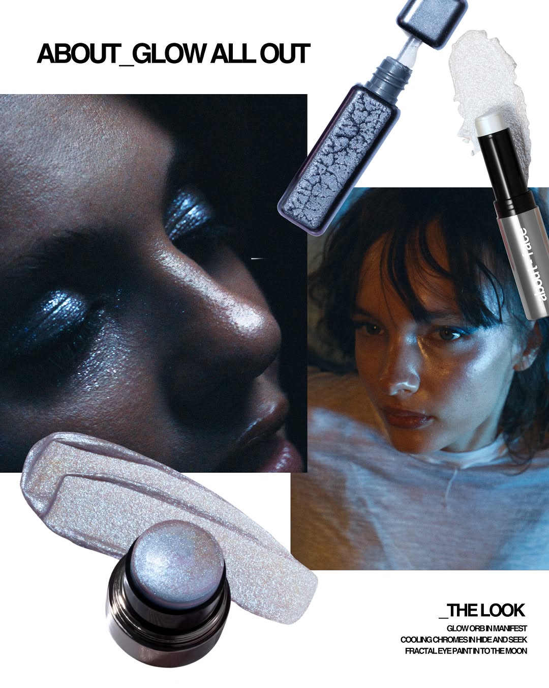 glow all out with our latest trend report ✨ lean into glitter grunge + glass-like shine. shop our holiday inspired essentials at aboutface.com.