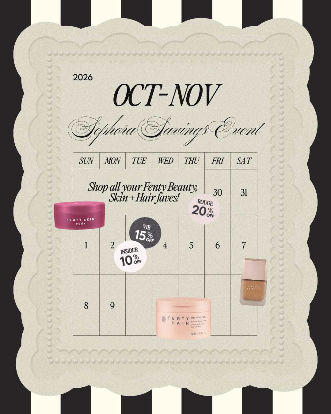 Get ya shoppies on, Fenty Fam! 💋 It’s almost Sephora Savings Event szn! 🛍️ Get Fenty-fied and add all your favorite @fentybeauty, @fentyskin, & @fentyhair goodies to cart soon! ✨ Use the code ‘ALLONSALE’ to secure y…
