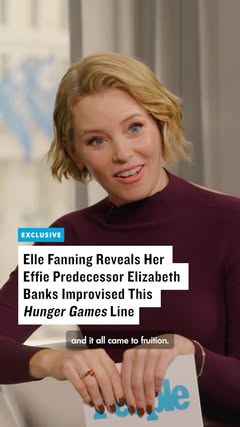 Improvising such an iconic #HungerGames line? Legendary! Everyone say thank you to #ElleFanning for sharing that some of #EffieTrinket’s funniest moments came from #ElizabethBanks just being… Elizabeth. 😂 Improv skil…