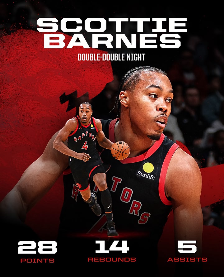 SCOTTIE B. MAKING HISTORY! 📚 28 PTS | 14 REB | 5 AST Double-double No. 110, tying Antonio Davis for 4th-most in Raptors history!