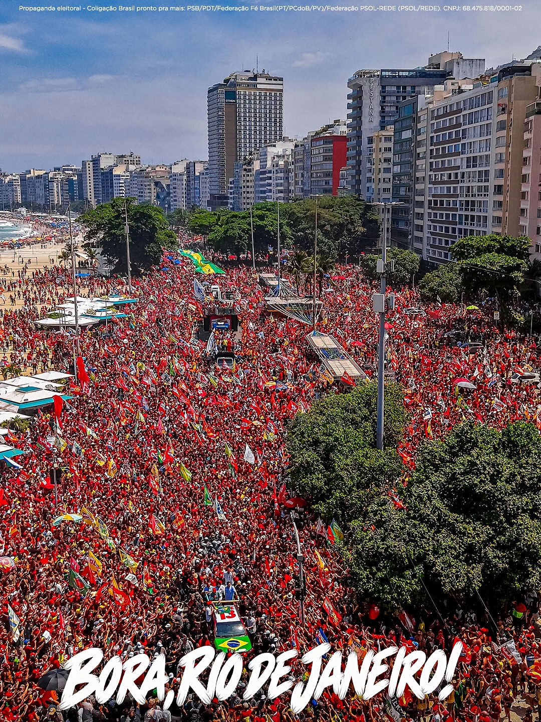 Olha esse mar de gente em Copacabana! 🇧🇷❤️ Hoje, o Rio de Janeiro foi palco da festa da virada do 13. Mais de um milhão de pessoas reunidas, numa linda demonstração da participação dos cariocas neste momento históri…