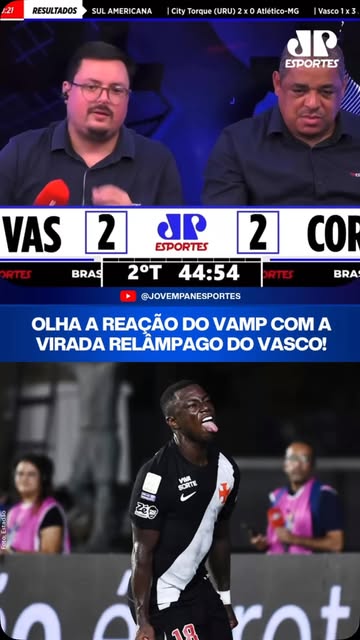 QUE LOUCURA! Olha a reação do nosso penta com a virada absurda do Vasco da Gama diante do Corinthians em São Januário. Que situação, Vamp! #Vasco #Corinthians #Vampeta #JovemPanEsportes