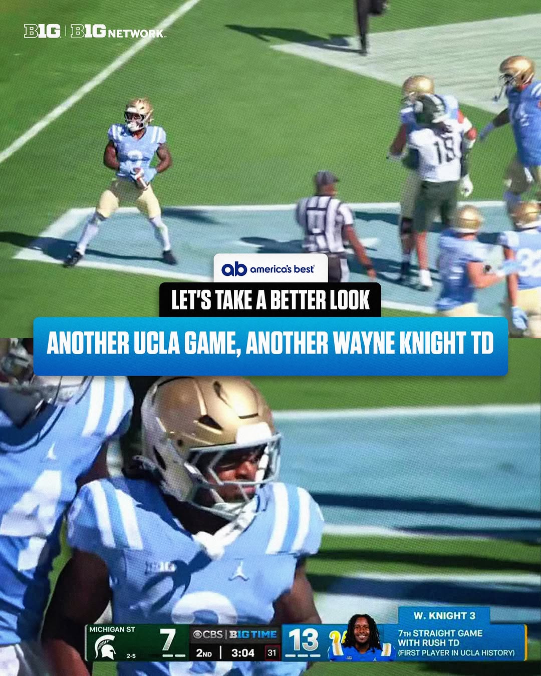 If No. 9 @uclafootball has a game, @wayne.knight3 is finding the end zone 💯 📍 @myamericasbest