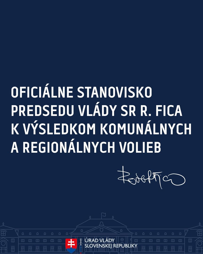 OFICIÁLNE STANOVISKO PREDSEDU VLÁDY SR ROBERTA FICA K VÝSLEDKOM KOMUNÁLNYCH A REGIONÁLNYCH VOLIEB Predseda vlády SR Robert Fico blahoželá všetkým zvoleným vo včerajších komunálnych a regionálnych voľbách a ďakuje všet…