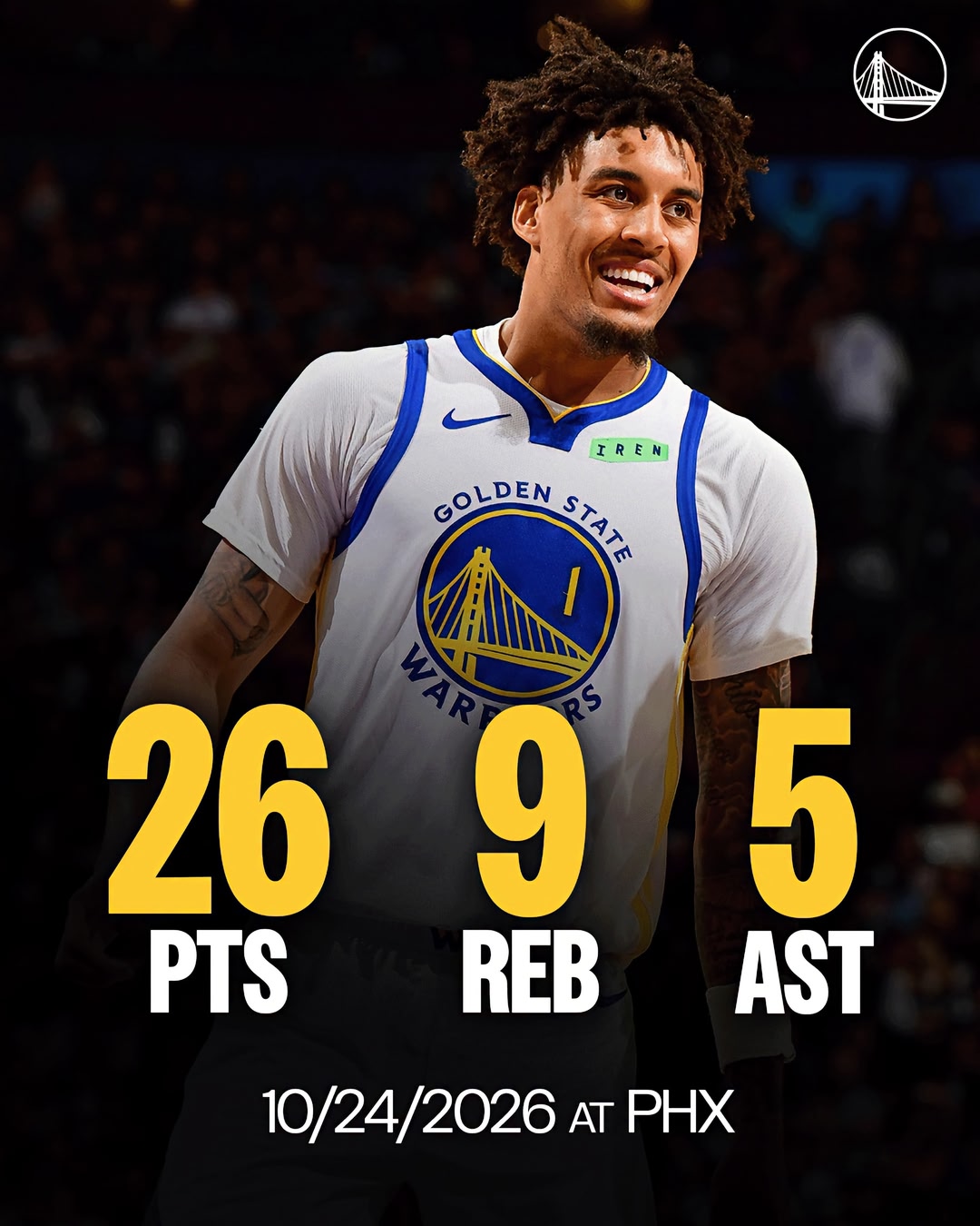 Yaxel Lendeborg is the first Warriors rookie with back to back games of 18+ PTS, 9+ REB, 5+ AST since Chris Webber in 1994.