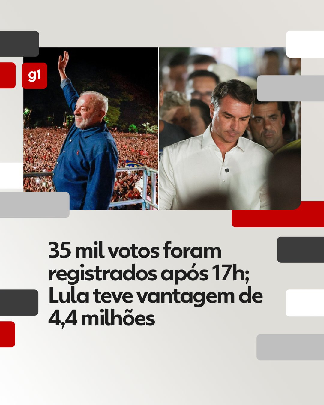 #Eleição2026 - Levantamento do g1 com dados do Tribunal Superior Eleitoral (TSE) aponta que 35.521 votos foram registrados após as 17 horas de domingo (25), no horário de Brasília, no segundo turno da eleição presiden…