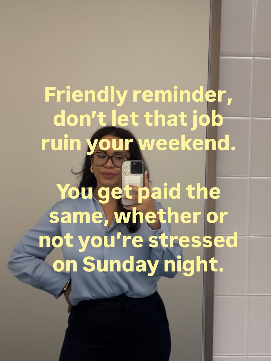 Start taking your weekends back, love 🫶🏽 Don’t let your job ruin your weekend. The work will be there tomorrow, whether you stress about it or not. Spend time doing something you enjoy, fill your cup, and go into th…