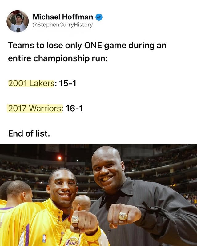 𝗧𝗛𝗜𝗦 𝗧𝗘𝗔𝗠 𝗪𝗔𝗦 𝗔𝗖𝗧𝗨𝗔𝗟𝗟𝗬 𝗧𝗘𝗥𝗥𝗜𝗙𝗬𝗜𝗡𝗚 😭 The 2001 Lakers might be the closest basketball has ever gotten to just feeling unfair. Because what exactly were you supposed to do? You had Shaq at p…