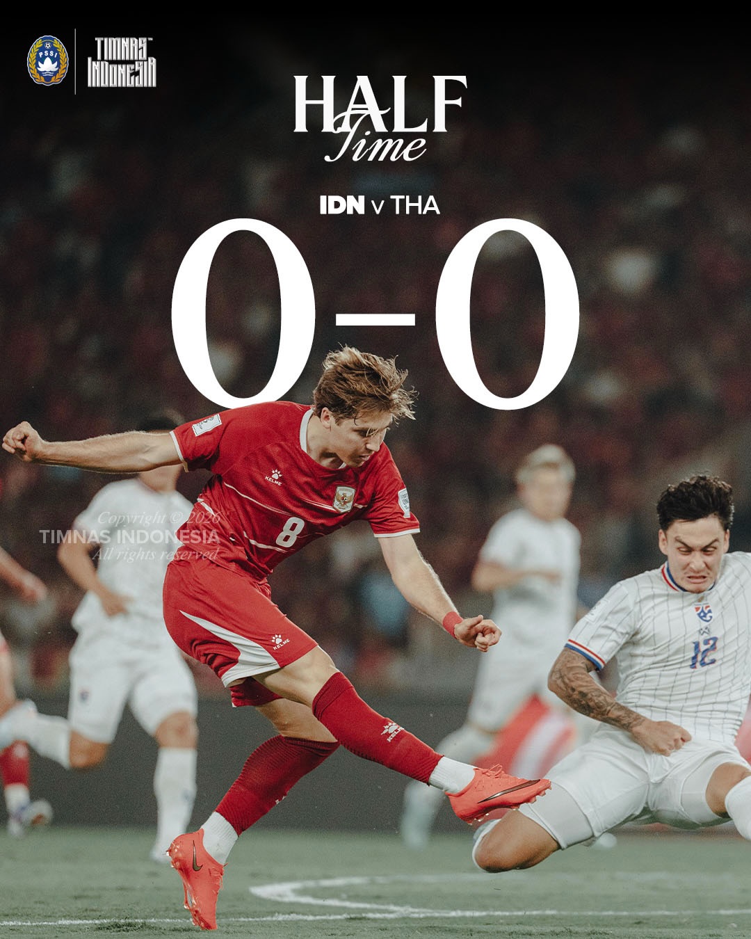 𝐇𝐀𝐋𝐅-𝐓𝐈𝐌𝐄 | 🇮🇩 0 𝓿𝓼 0 🇹🇭 Belum ada gol tercipta di 45 menit pertama. ⚖️ ‣ #KitaGaruda ‣ #TimnasDay ‣ #BersamaGaruda