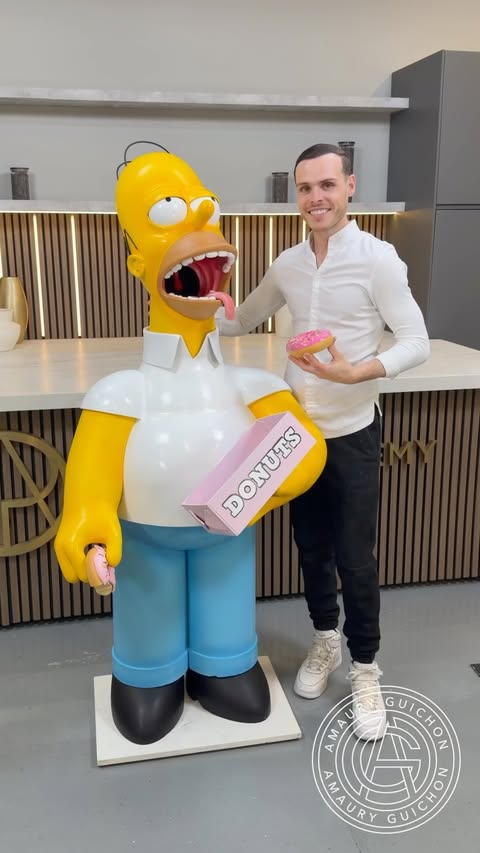 D’OH!! Chocolate Homer! 🍩 6 feet of chocolate and absolutely zero self-control around donuts. #amauryguichon #chocolate