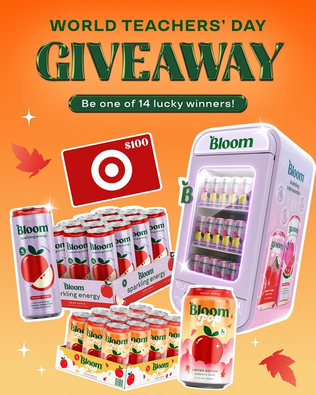 🍎World Teachers’ Day Giveaway🍎Class is in session & we’re celebrating the teachers who do it all! 14 teachers are about to win BIG prizes to keep their school days fueled! 📚 🏆1 Grand Prize Winner: Bloom Mini Fridg…
