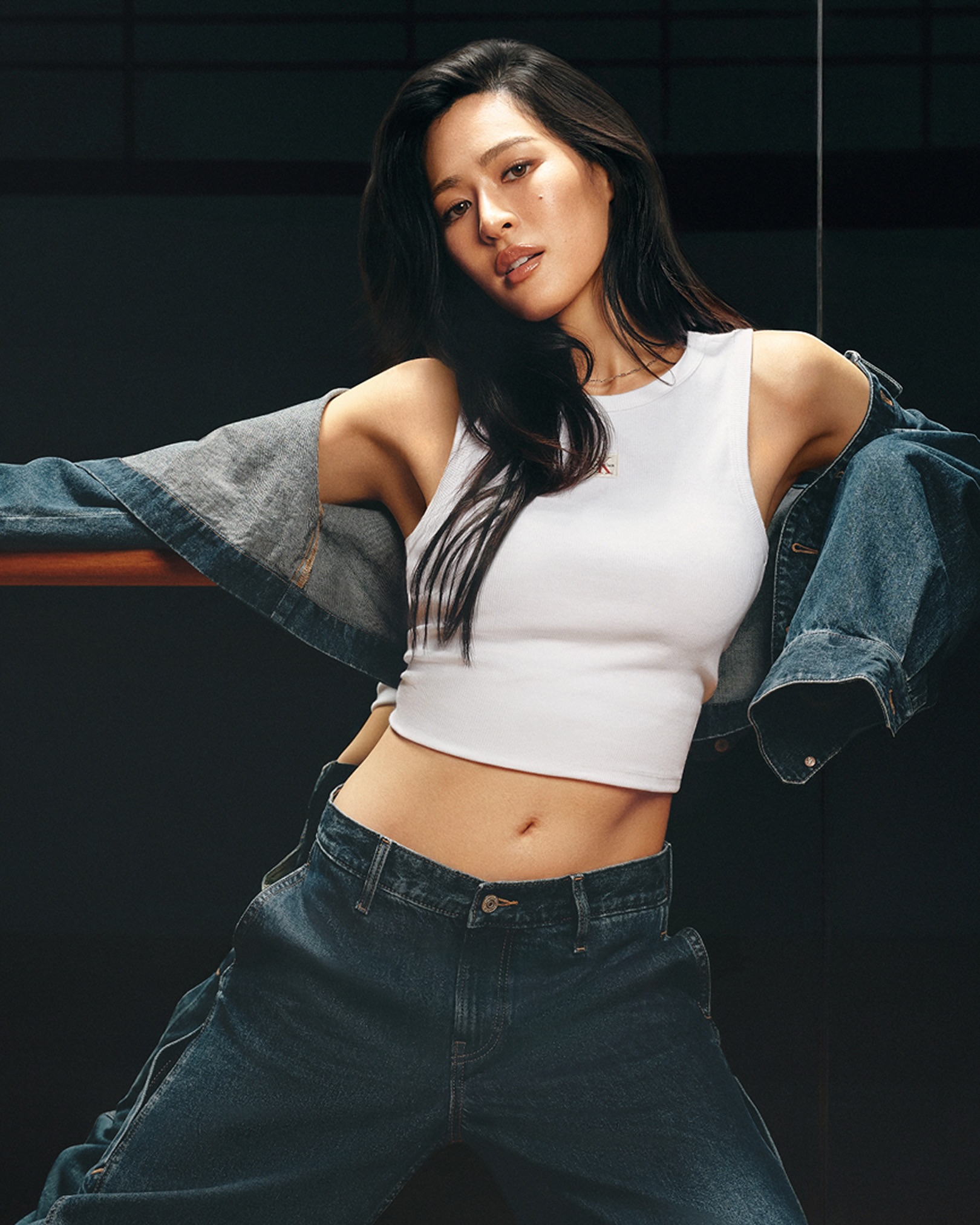 @linglingkwong wears the Workwear Cargo Jean. A new, utility-inspired update to a signature fit. Loose and relaxed. Styled with the matching Trucker Shirt. Find your denim fit on CalvinKlein.com