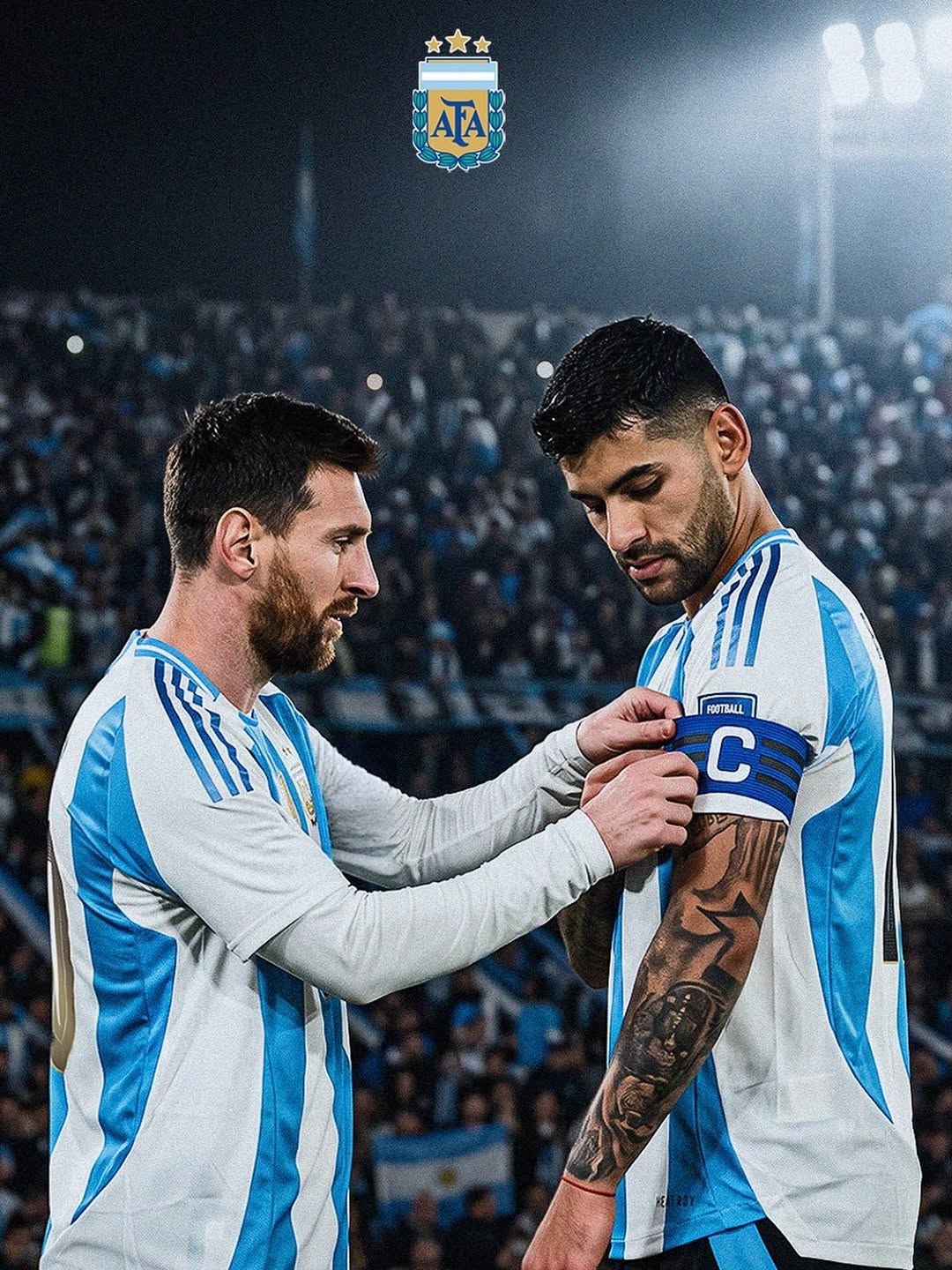 Cuti heredó la banda de capitán 🇦🇷 Enhorabuena por tu carrera con la @afaseleccion, Leo 👏