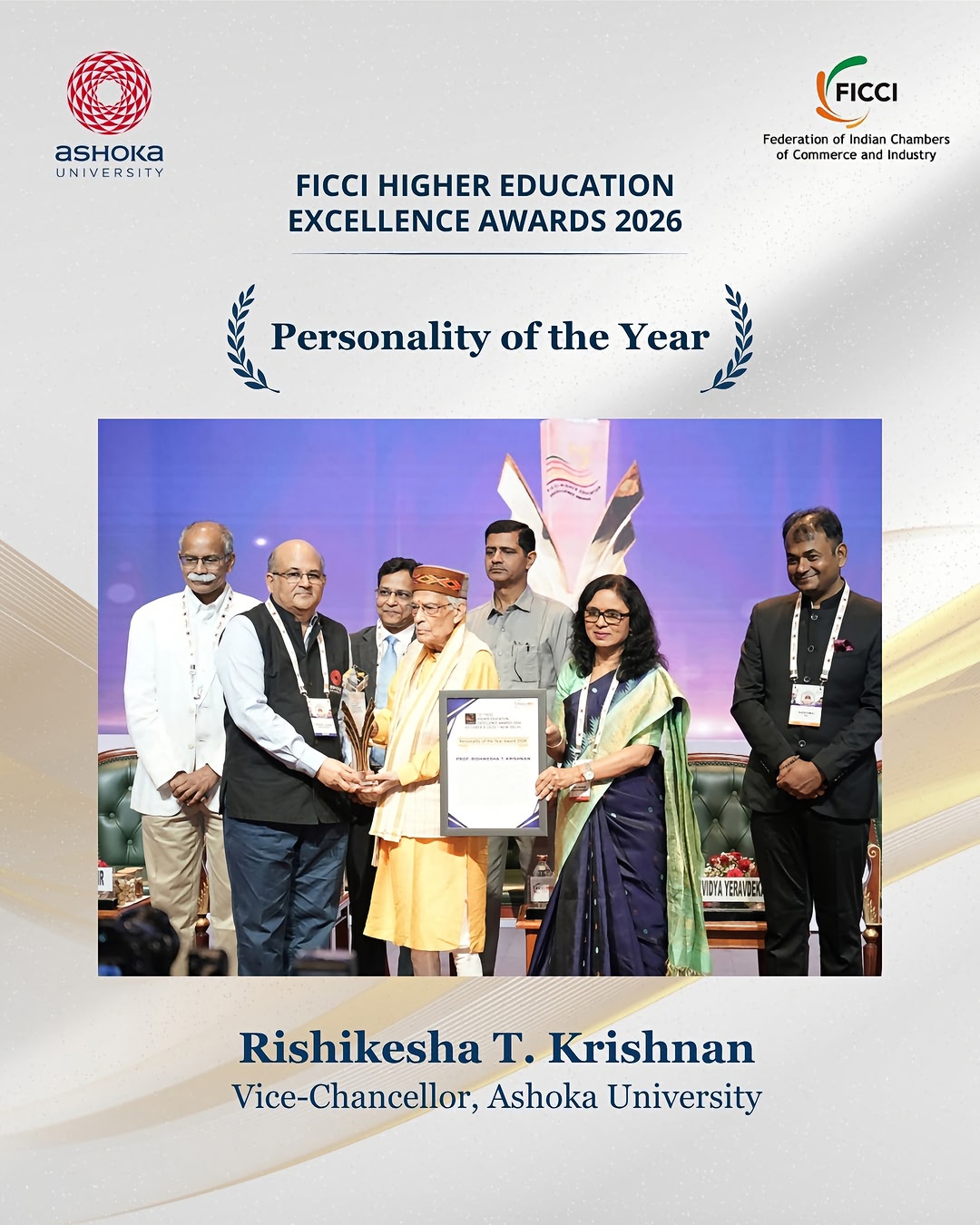 Our Vice-Chancellor, Professor Rishikesha T. Krishnan, has been conferred the 'Personality of the Year Award 2026’ at the 12th FICCI Higher Education Excellence Awards 2026. The award recognises his exceptional contri…