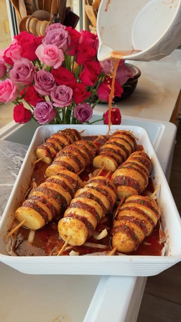 Potato Kofta Twisters ⭐ أسياخ البطاطا والكفتة😍 . . . . . . . . . . . . #كفتة #cookingram #potato #abirzkitchen