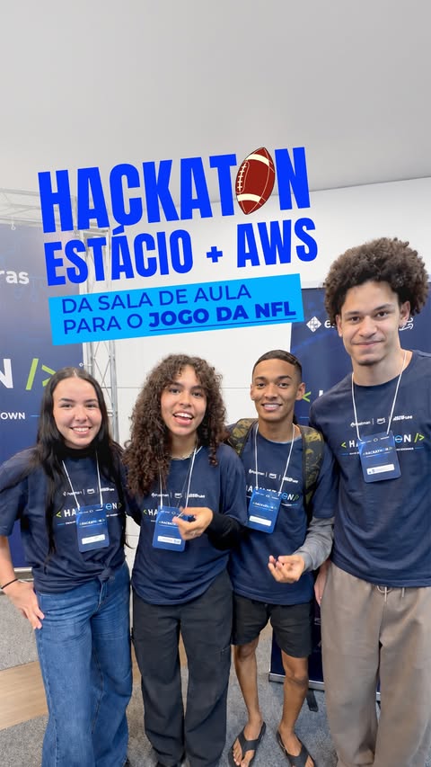 Tem experiências vão muito além da sala de aula. E a parceria entre Estácio Carreiras e a AWS é uma delas! 🏈💙 Nossos alunos participaram de um Hackaton que colocou conhecimentos de tecnologia, dados e inovação em pr…