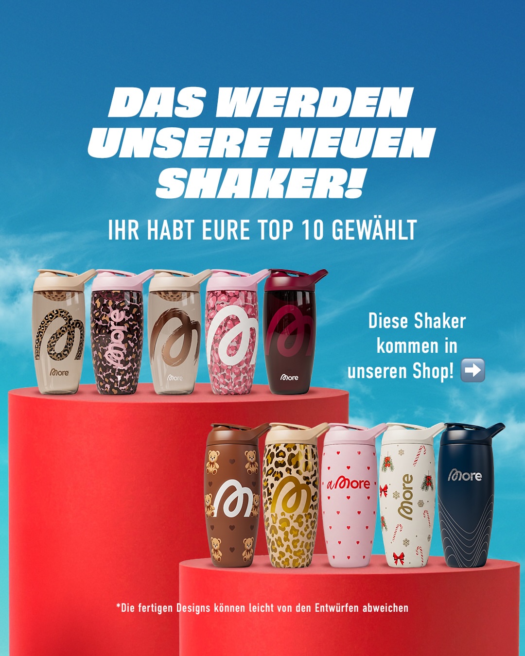Von euch gemacht. Von euch gewählt. Bald bei euch zu Hause. ❤️ Über 3000 Designs, aber nur zehn schaffen es in unseren Shop. Danke an alle, die mitgemacht haben! 🙌🏻 Auf welchen Shaker freut ihr euch am meisten? 😍