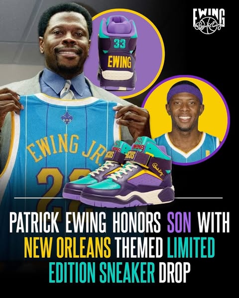 JUST DROPPED 🏀⚜️ Shop the "New Orleans" FOCUS at EwingAthletics.com ‪— inspired by The Big Fella's son and his time playing basketball in the big easy down in Louisiana. In March of 2011, Patrick Ewing Jr. signed a 1…