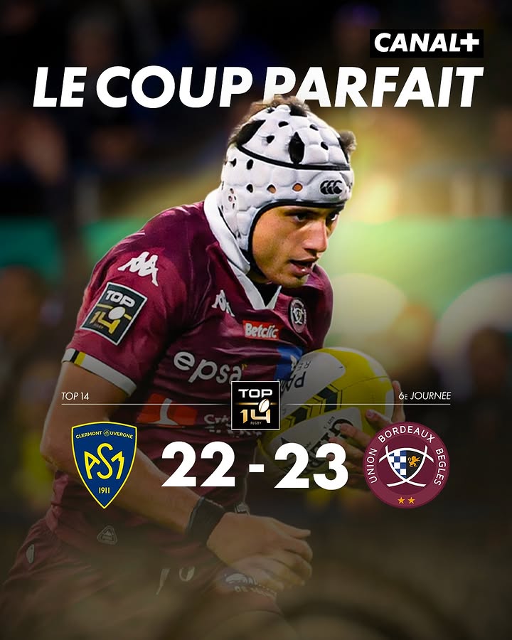 AU BOUT DU SUSPENSE 🥵 Bordeaux-Bègles s’impose sur la pelouse de Clermont au terme d’une rencontre où les deux équipes se sont rendu coup pour coup. Les Girondins décrochent leur premier succès à l’extérieur cette sa…