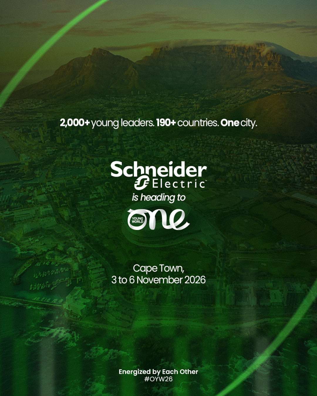 One Young World returns to Africa for the first time since 2013, and Schneider Electric will be there. Cape Town, 3 to 6 November, with more than 2,000 young leaders from over 190 countries. If you’re a delegate, come…