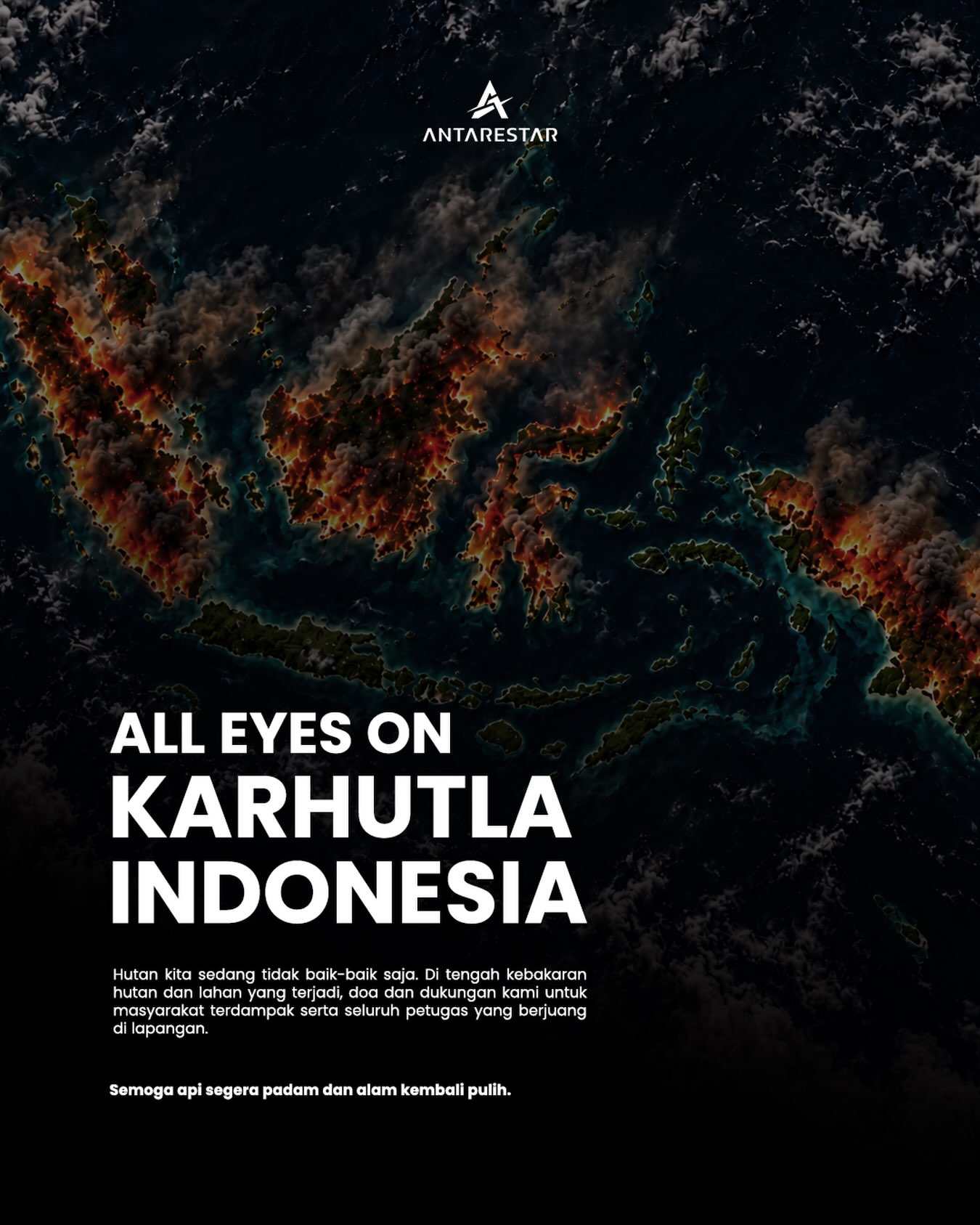 Doa terbaik untuk semua yang terdampak dan para petugas yang terus berjuang memadamkan api. Semoga api segera padam, hutan kembali pulih, dan semuanya tetap aman🤍 #karhutla #PrayForIndonesia #antarestar