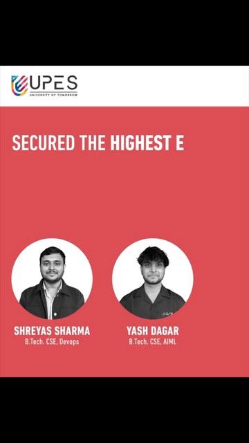 Celebrating Shreyas Sharma and Yash Dagar for securing a ₹59 LPA CTC at Zomato, the highest-ever campus placement at UPES! A proud moment and a major milestone for our students. The future is bright. ✨ Here’s to bigge…