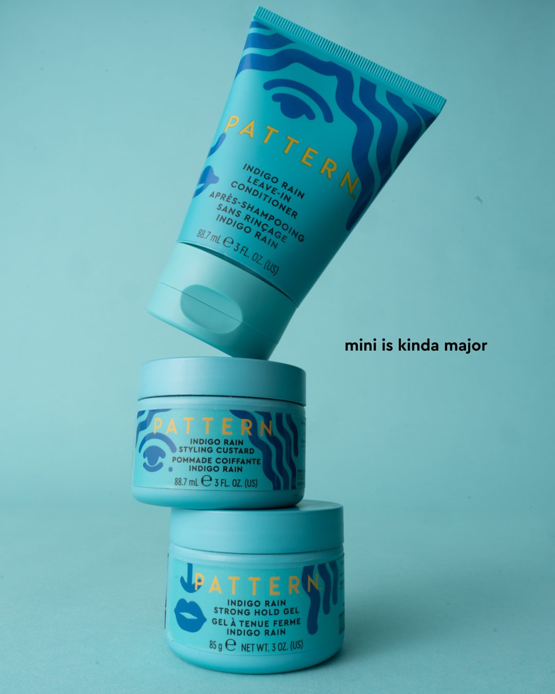 Mini stylers, major joy. Meet the Indigo Rain Mini Styling Kit, a fresh, bright way to bring joycare to your routine. These mini must-haves are made for gifting, traveling, or keeping all to yourself. Shop at PATTERNB…