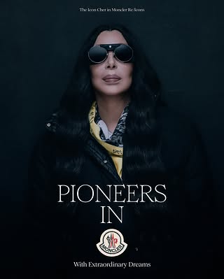 Cher in Moncler. An icon of sound, stage, screen and style, endlessly authentic and truly original, Cher has reached the pinnacle and stayed there. A celebration of pioneering icons with extraordinary dreams. Discover…