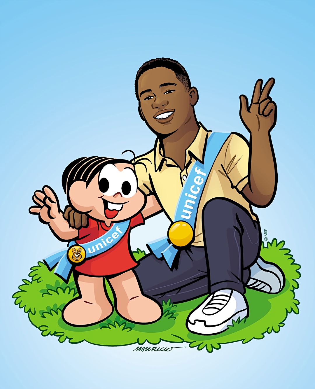 Seguindo a tradição, recebi esse presente tão especial da equipe da @mspestudios e do @unicefbrasil: uma ilustração exclusiva ao lado da Mônica. A Turma da Mônica faz parte da minha vida e de milhões de brasileiros. E…