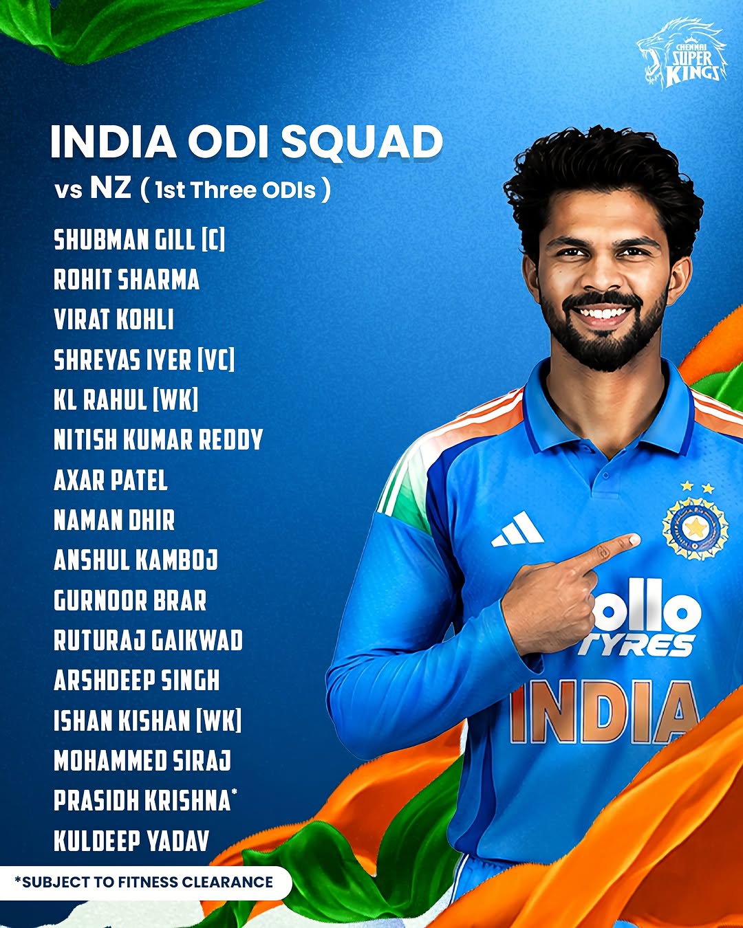 All set for the Kiwi showdown! 🥳🇮🇳 Lions alert! 🦁 Rutu for ODIs, Anshul for ODIs and Tests! 💪 #WhistlePodu #NZvIND