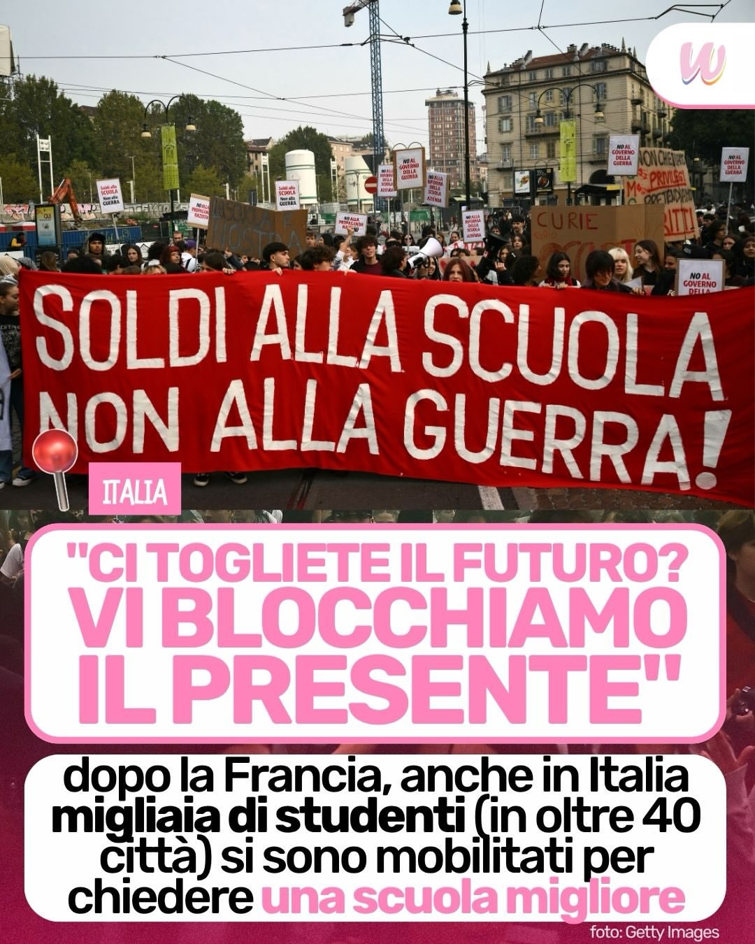 📢 “CI TOGLIETE IL FUTURO? VI BLOCCHIAMO IL PRESENTE!” 📢 👉 oggi sono scoppiate in più di 40 città d’Italia le proteste studentesche, che da giorni infiammano le principali città. i ragazzi chiedono una scuola miglio…