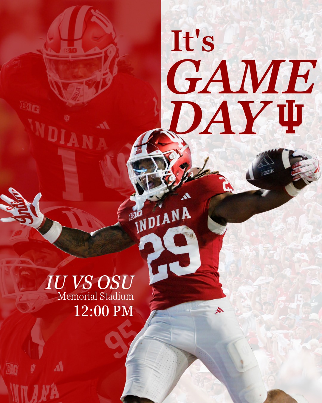 Get up, it's game day‼️ Catch the Hoosiers take the field at 12 p.m. ET 🏈