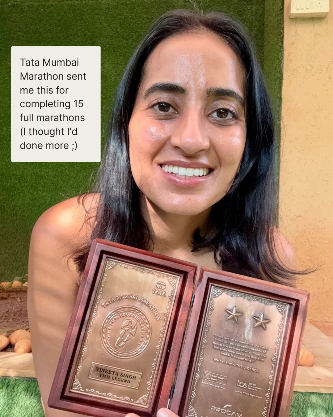 Thank you @tatamummarathon - not as much for this plaque, but more for being the FIRST to introduce India to the joy of running ♥️ Glad to witness the country moving on from the “kyon bhagte ho” question! So, what is …
