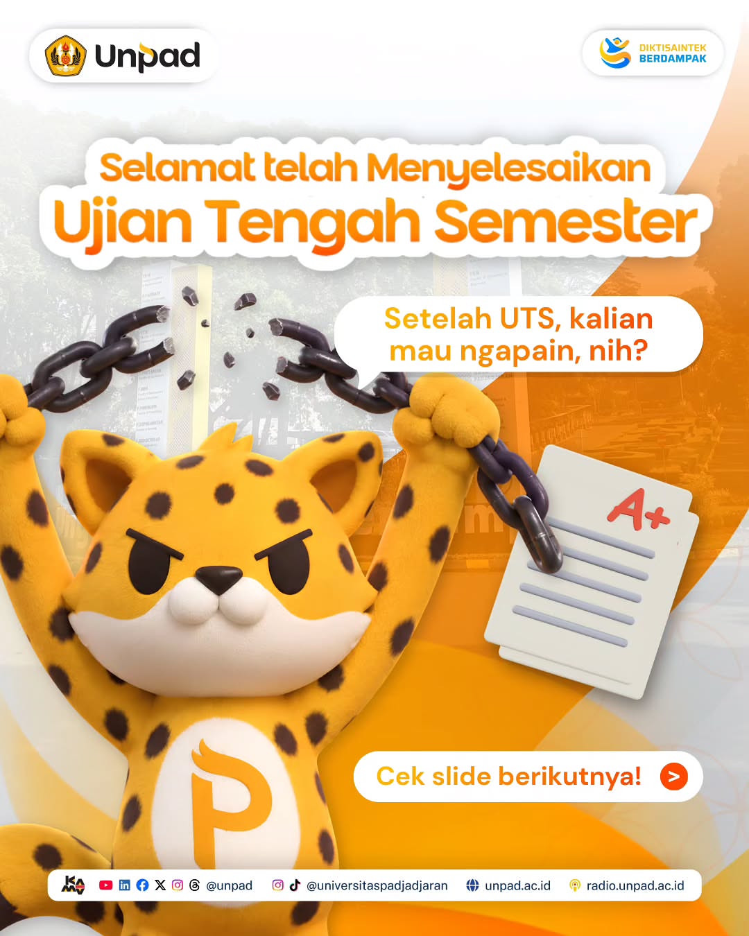 UTS kelar, waktunya recharge🔋 Selamat buat seluruh mahasiswa Unpad yang sudah menyelesaikan Ujian Tengah Semester (UTS)! 💪📚 Setelah berjuang dengan materi, tugas, dan ujian, sekarang saatnya kasih sedikit apresiasi…