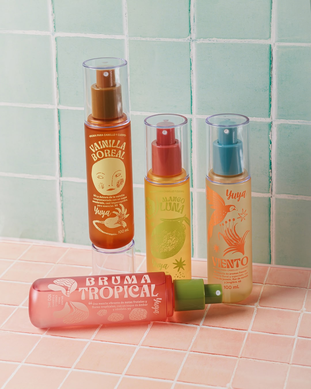 Cuatro aromas, una misma sensación fresca al instante 🌬️✨ Nuestras brumas para cuerpo y cabello tienen aloe vera y se absorben rápido, para dejarte una suavidad ligera y natural. Vainilla Boreal 🌙, Mango Luna 🥭, Vi…