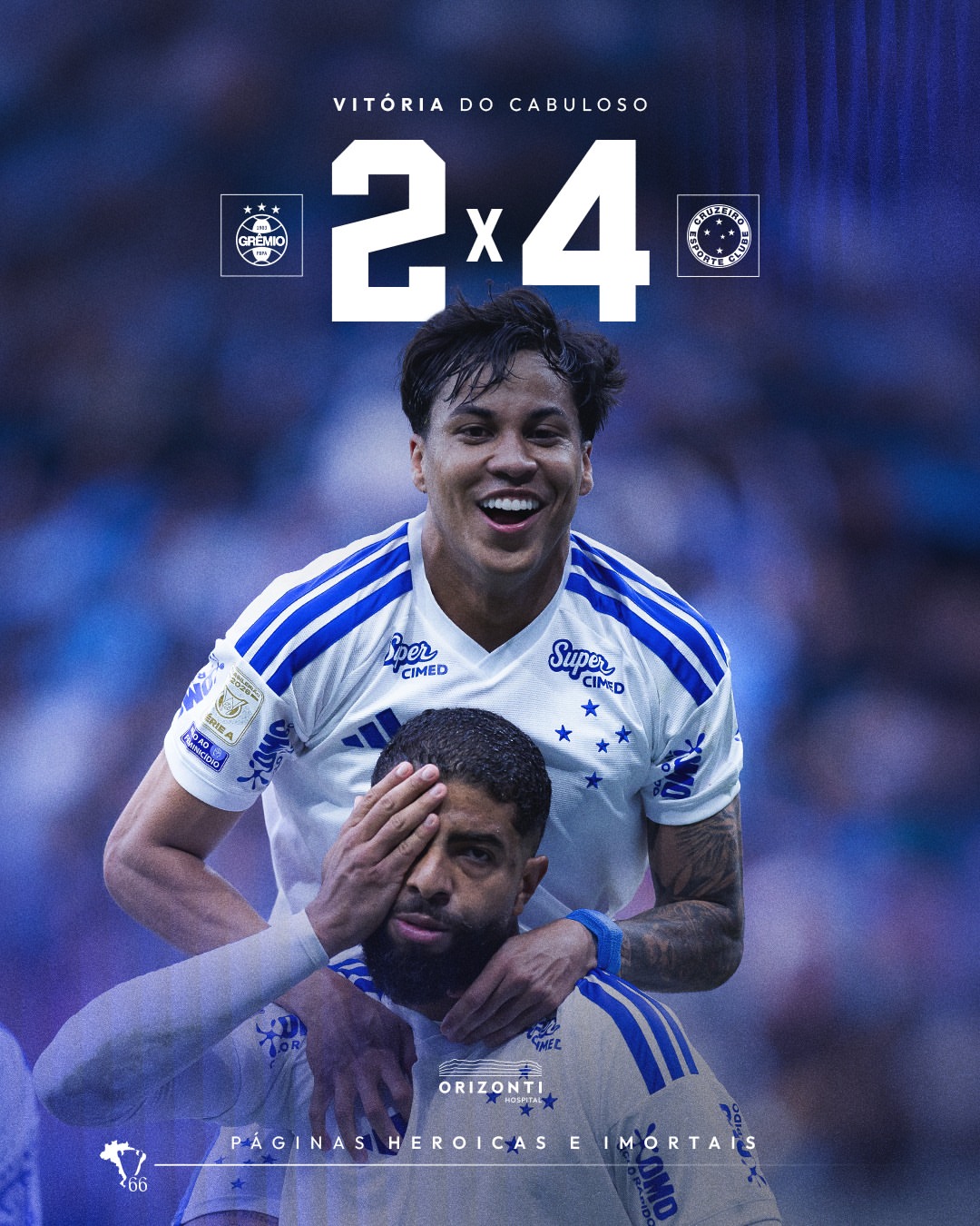 🕘 Fim de jogo e 𝙑𝙄𝙏𝙊́𝙍𝙄𝘼 𝘿𝙊 𝘾𝙍𝙐𝙕𝙀𝙄𝙍𝙊 𝙀𝙎𝙋𝙊𝙍𝙏𝙀 𝘾𝙇𝙐𝘽𝙀!!!! 🦊💙 DE VIRADA, O CABULOSO DERROTOU O GRÊMIO, POR 4 A 2, E SOMOU TRÊS PONTOS MUITO IMPORTANTES NO BRASILEIRÃO!!! GRANDE VITÓRIA, NAÇ…