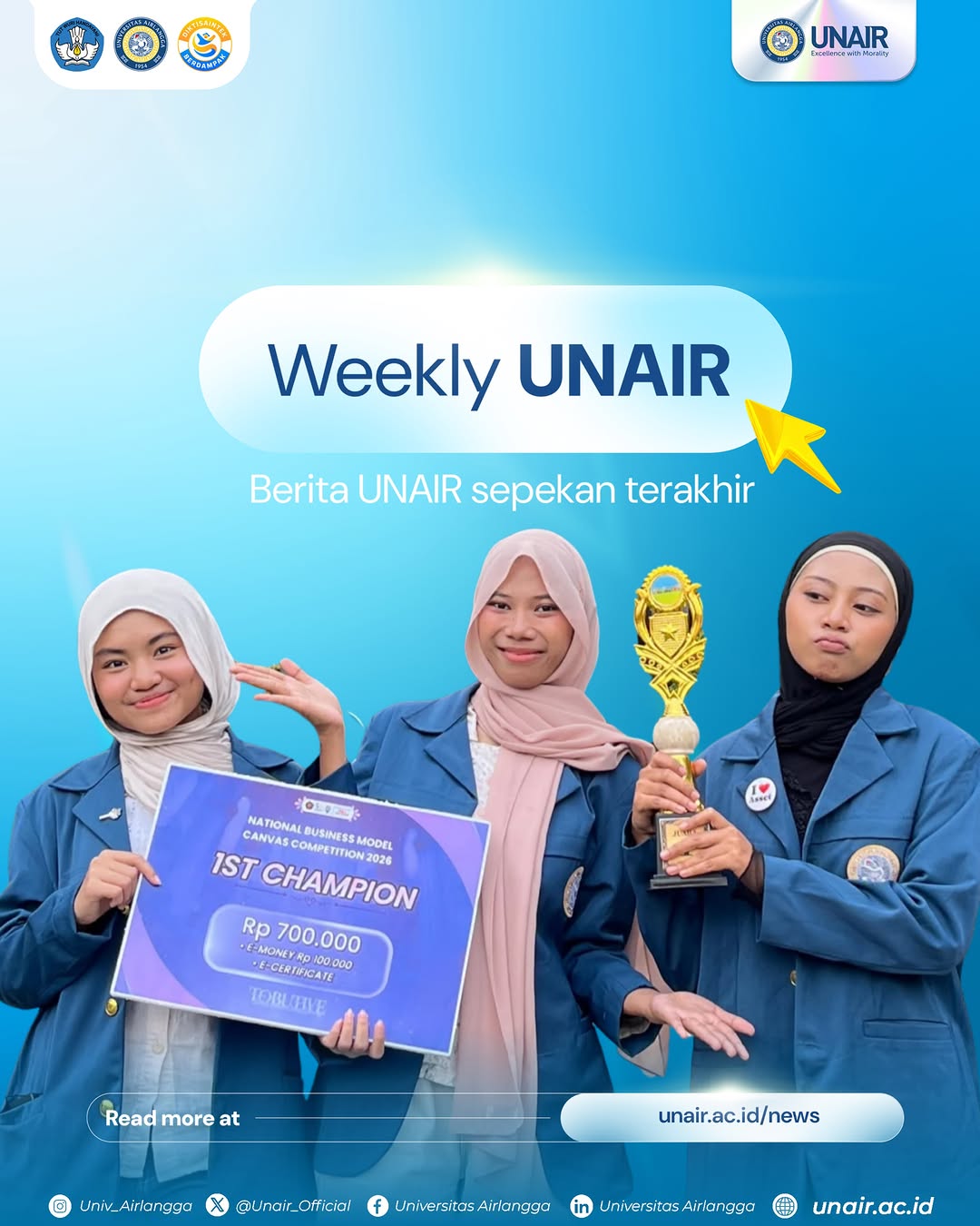 Luangkan waktu untuk membaca rangkuman UNAIR Weekly edisi pekan ini agar tidak ketinggalan rangkuman informasi agenda maupun berita seputar Universitas Airlangga. Simak berita selengkapnya di unair.ac.id/news 💙