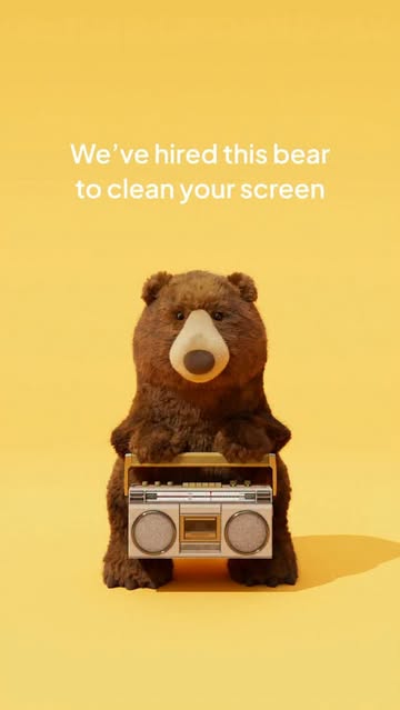 Please bear with Bizzlestomp while he cleans your screen🐻 #jellycat #bizzlestompbear