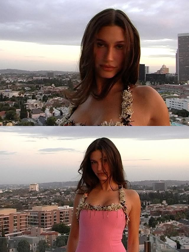 pink all over 🎀 hailey’s gala glam by @maryphillips. rhode product breakdown: ✨ peptide eye prep ✨ glazing milk + barrier butter ✨ highlight milk in 01 on her body ✨ pocket bronze in sunbed ✨ something new on her che…