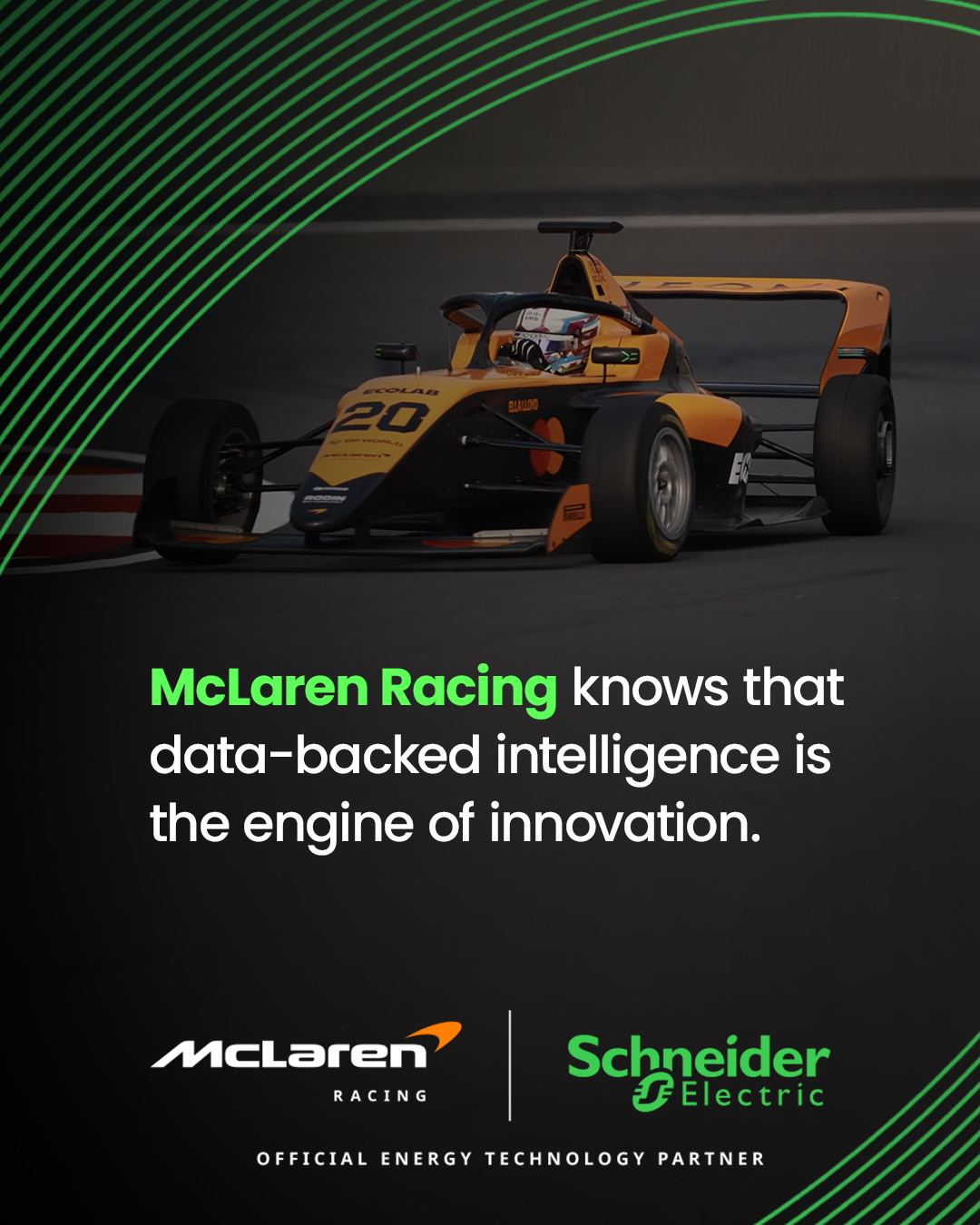 Energy tech is foundational to motorsport. It's behind every decision, from software-defined design to precision manufacturing and race-day telemetry. That's why McLaren Racing partners with us for solutions that help…