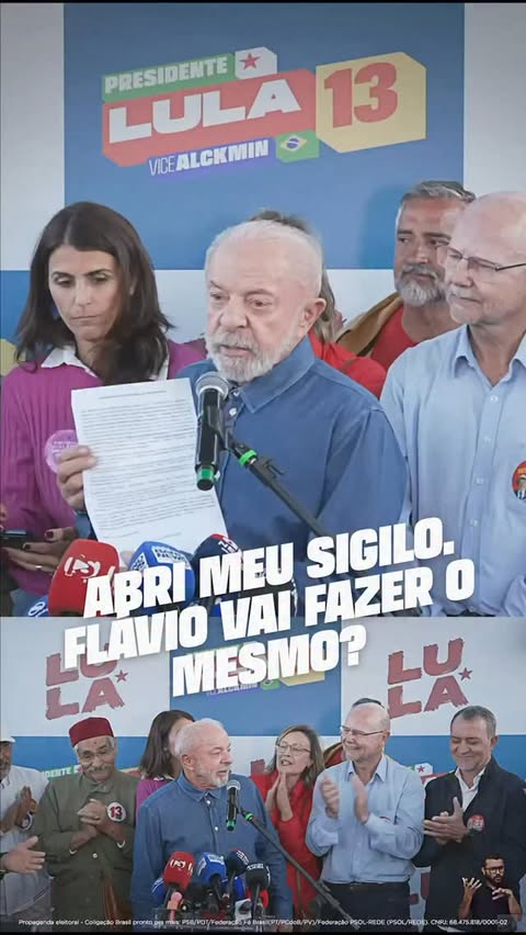 Quem não deve, não teme: estou abrindo meus sigilos e desafio Flávio Bolsonaro a fazer o mesmo, incluindo suas empresas e sua família. O Brasil merece transparência. Na hora de votar, é preciso saber quem está do outr…
