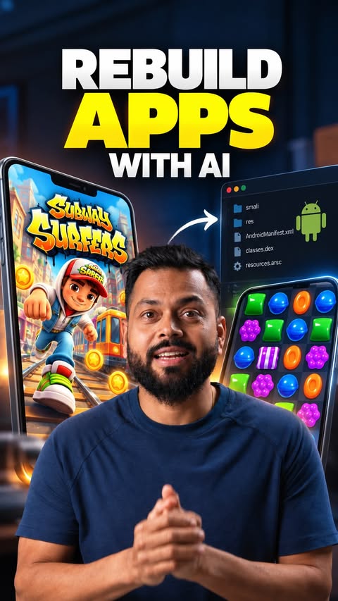 Reverse Engineer Apps With AI 🤯 Comment “APK” and we’ll DM you the prompt and guide. Share this reel with your friends. [APK Reverse Engineering, Android App Modification, Apk tool, Claude Code, Codex AI ] #APK #Reve…