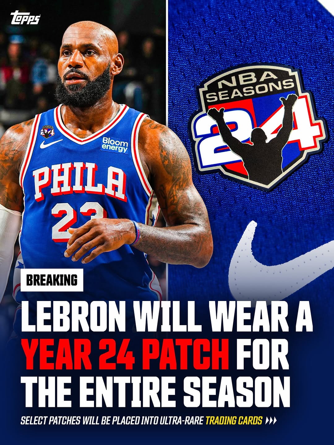 BREAKING: LeBron James will wear a special 24th season jersey patch throughout the 2026-27 season. The patches will be removed from his jersey after each game, and certain patches will be placed into ultra-rare 1-of-1…